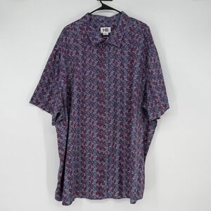 HB DXL Mens 4XLT Hawaiian Fish Print Short Sleeve‎ Button Up Shirt Vacation